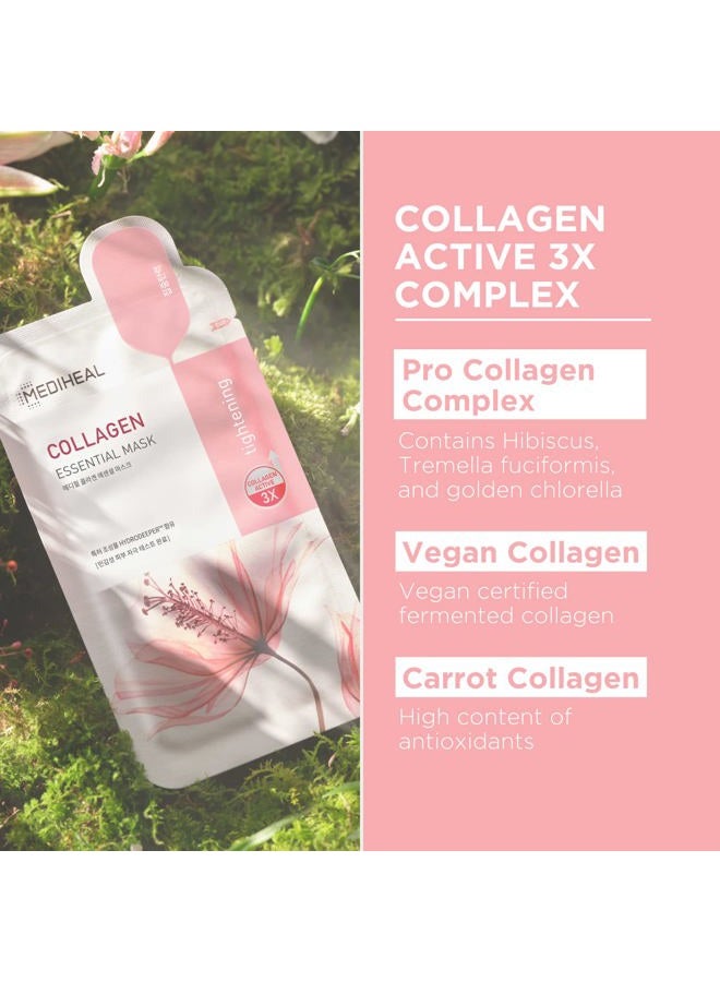 MEDIHEAL Official Best Korean Sheet Mask - Collagen Essential Face Mask 10 Sheets Lifting and Firming For All Skin Types Value Sets - Image 3