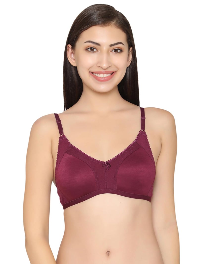 Clovia Cotton Rich Non-Wired Spacer Cup T-Shirt Bra (BR1448P12_Purple_32C) - Image 1
