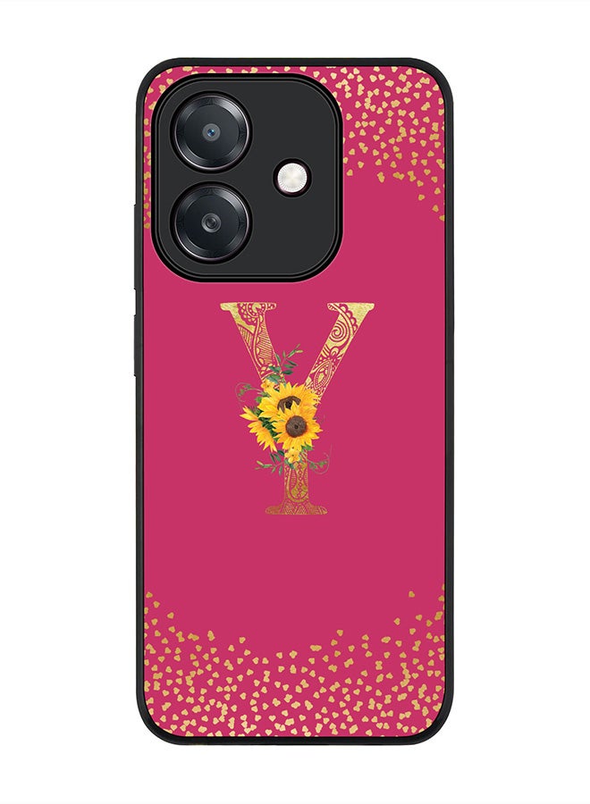 Stylizedd For Oppo A5i Case,Slim fit Camera Protection, Shockproof Thin Phone cover  - Custom Floral Monogram - Y ( Deep Pink )