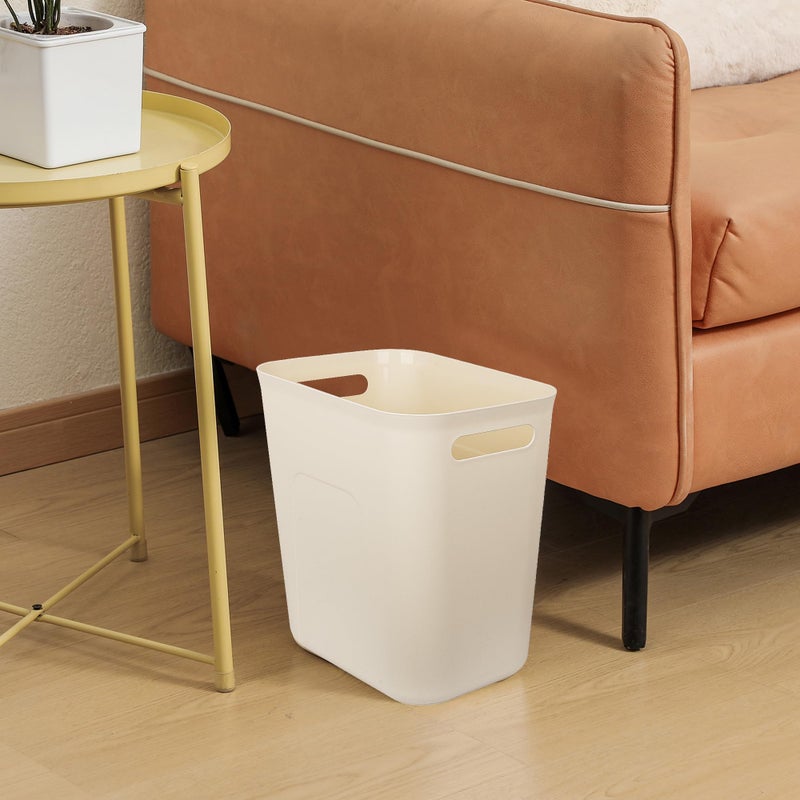 UUJOLY Plastic Small Trash Can Wastebasket, Garbage Container Basket for Bathrooms, Laundry Room, Kitchens, Offices, Kids Rooms, Dorms, 3.5 Gallon, Beige - Image 4