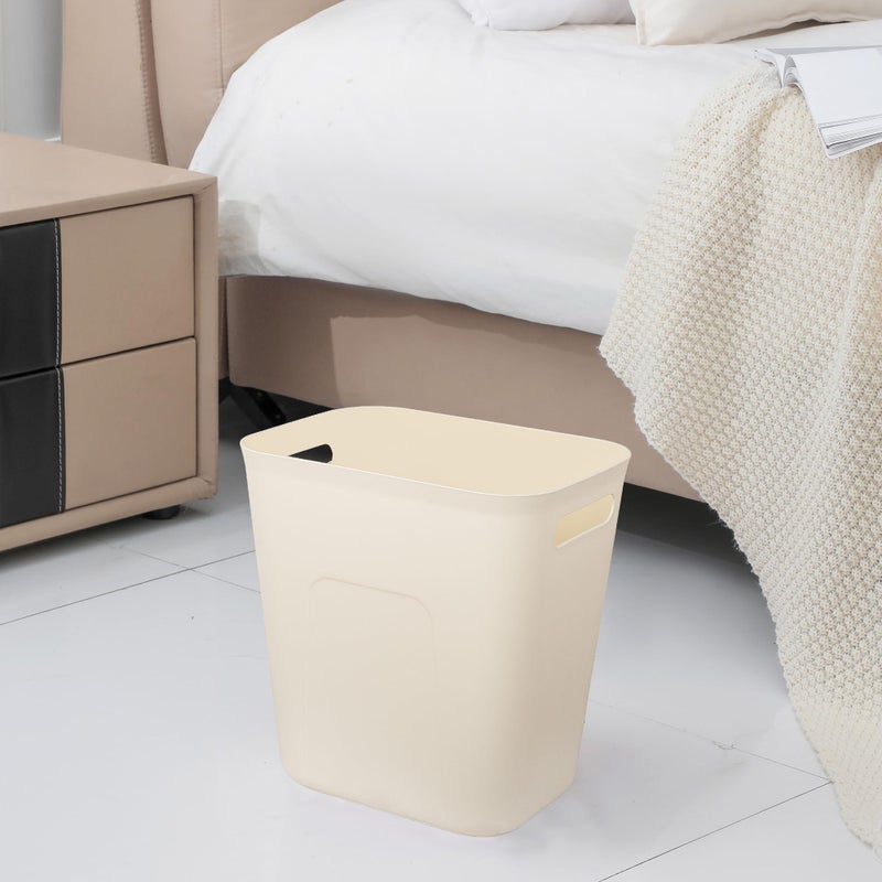 UUJOLY Plastic Small Trash Can Wastebasket, Garbage Container Basket for Bathrooms, Laundry Room, Kitchens, Offices, Kids Rooms, Dorms, 3.5 Gallon, Beige - Image 3