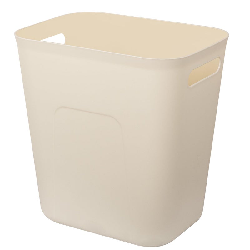 UUJOLY Plastic Small Trash Can Wastebasket, Garbage Container Basket for Bathrooms, Laundry Room, Kitchens, Offices, Kids Rooms, Dorms, 3.5 Gallon, Beige - Image 1