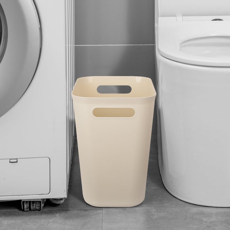 UUJOLY Plastic Small Trash Can Wastebasket, Garbage Container Basket for Bathrooms, Laundry Room, Kitchens, Offices, Kids Rooms, Dorms, 3.5 Gallon, Beige - Image 5