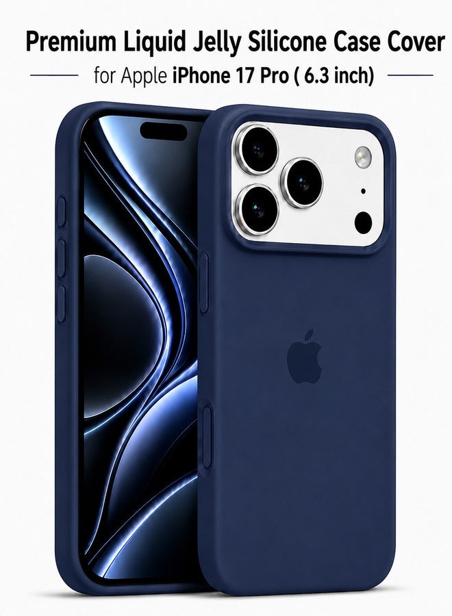 VR CREATIVE Apple iPhone 17 Pro Liquid Silicone Protective Case Cover with Microfiber Lining, Slim Shockproof Soft TPU Back Cover - Navy Blue - Image 1