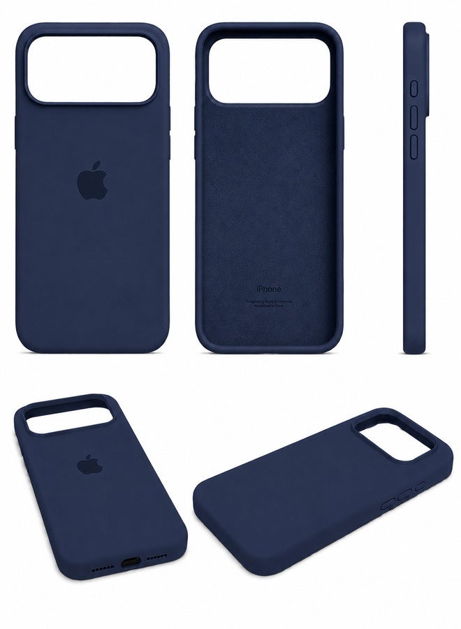 VR CREATIVE Apple iPhone 17 Pro Liquid Silicone Protective Case Cover with Microfiber Lining, Slim Shockproof Soft TPU Back Cover - Navy Blue - Image 2