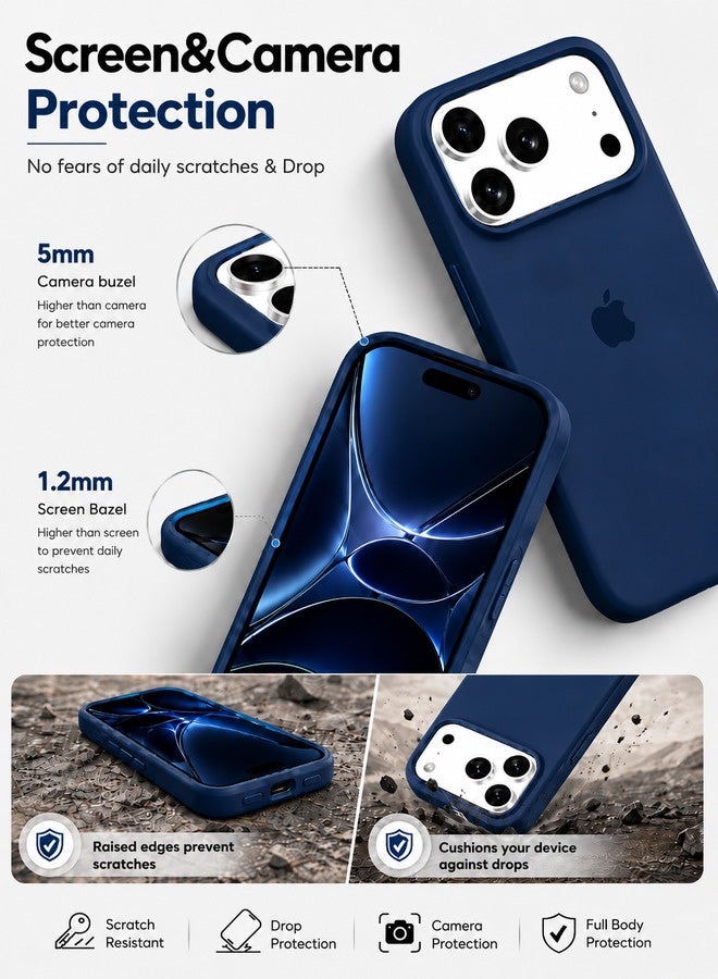 VR CREATIVE Apple iPhone 17 Pro Liquid Silicone Protective Case Cover with Microfiber Lining, Slim Shockproof Soft TPU Back Cover - Navy Blue - Image 3