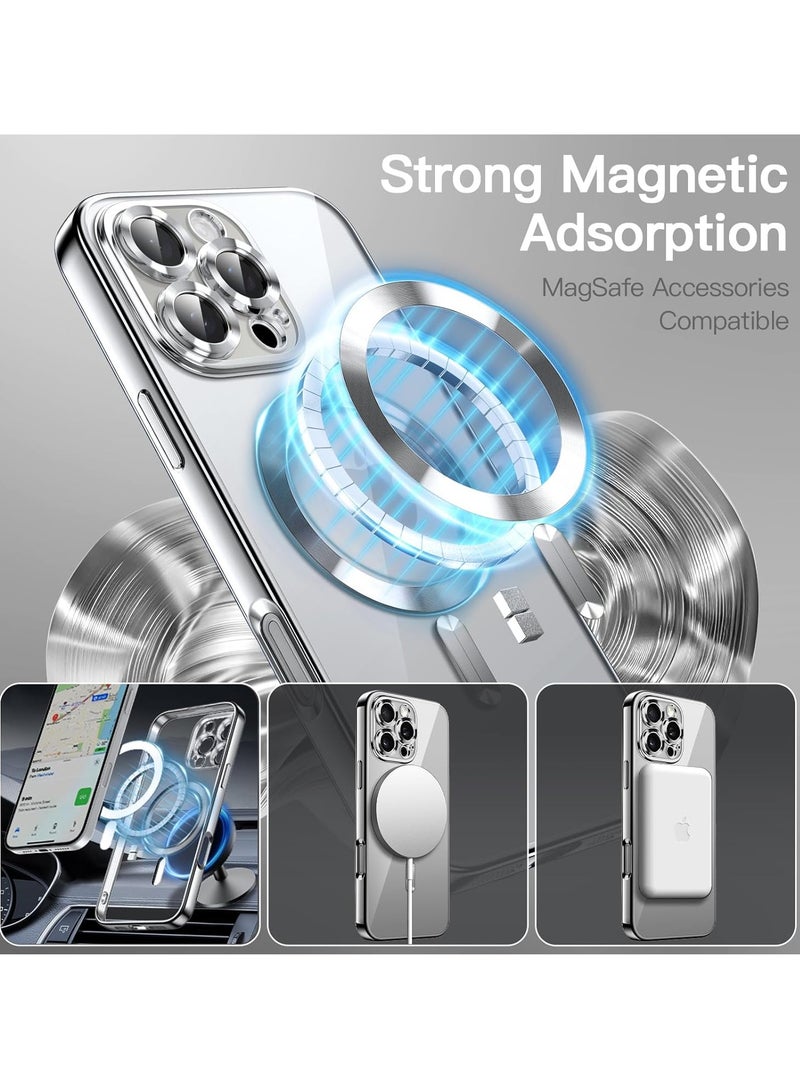 MIGOFAST Soft Clear Case for iPhone 16 Pro Max 6.9-Inch, Camera Lens Full Protection Compatible with MagSafe Wireless Charging Shockproof Electroplated TPU Phone Cover   Silver - Image 4