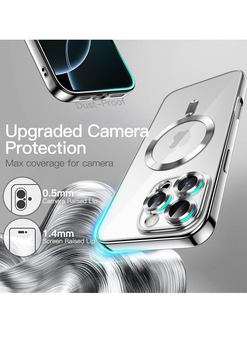 MIGOFAST Soft Clear Case for iPhone 16 Pro Max 6.9-Inch, Camera Lens Full Protection Compatible with MagSafe Wireless Charging Shockproof Electroplated TPU Phone Cover   Silver - Image 5