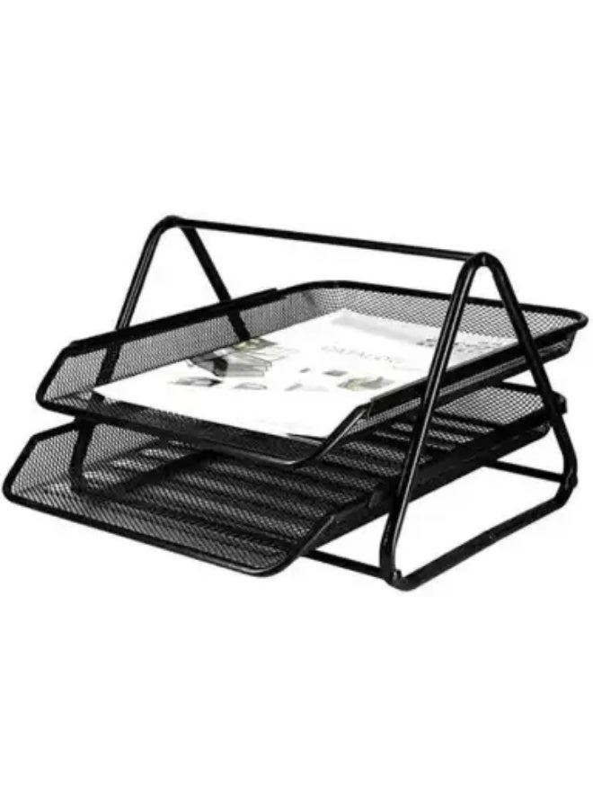 2-tier metal desk organizer, black - Image 1