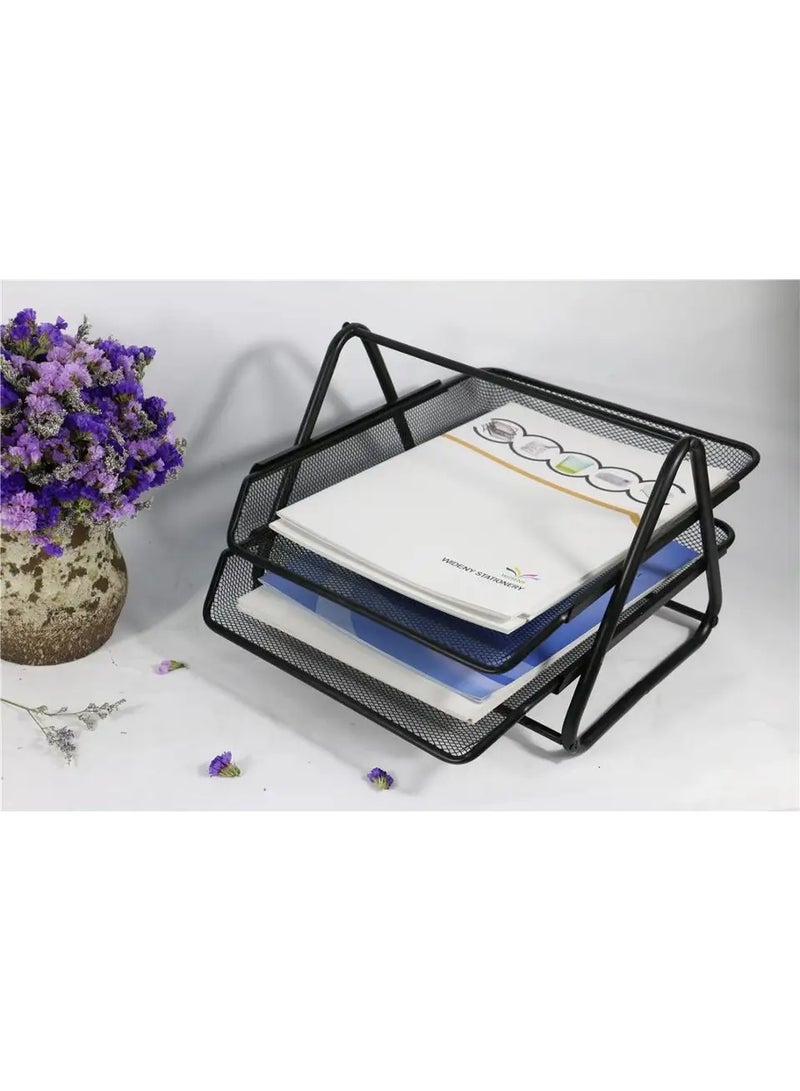 2-tier metal desk organizer, black - Image 2