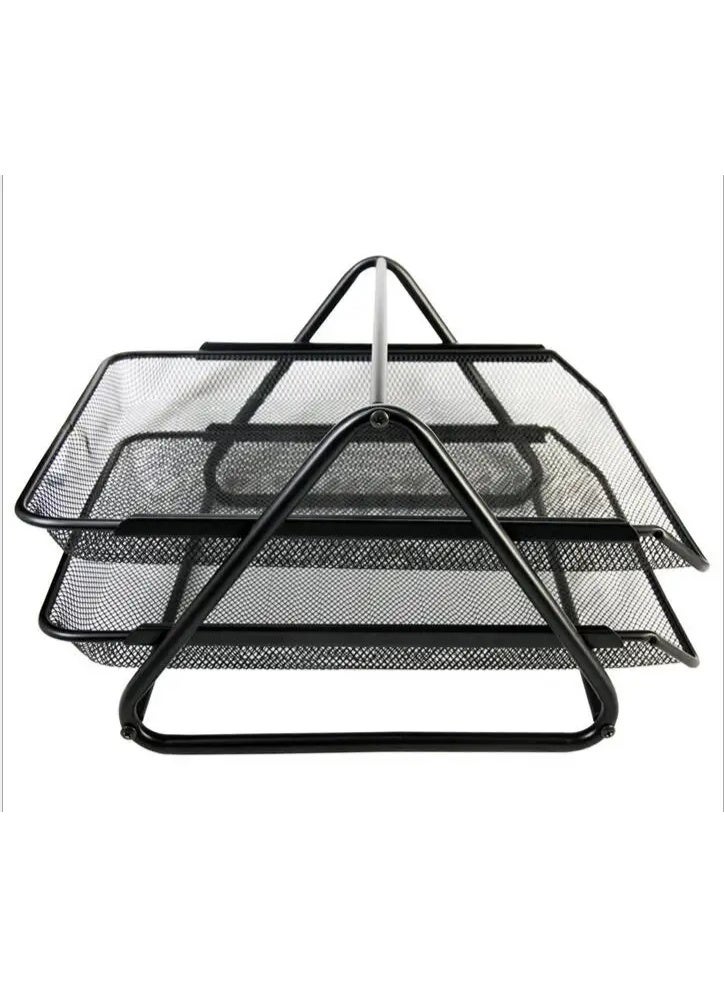 2-tier metal desk organizer, black - Image 3