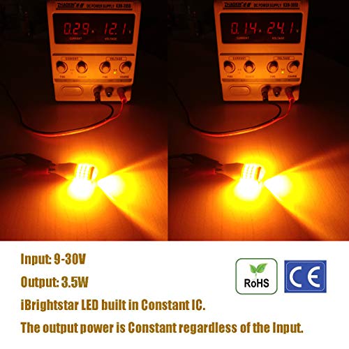 iBrightstar مصباح LED iBrightstar 912 921 لإشارات الانعطاف ضوء الوميض عالي الطاقة مع عدسة خالية من الأخطاء T15 906 922 W16W مصابيح، أصفر كهرماني - Image 5