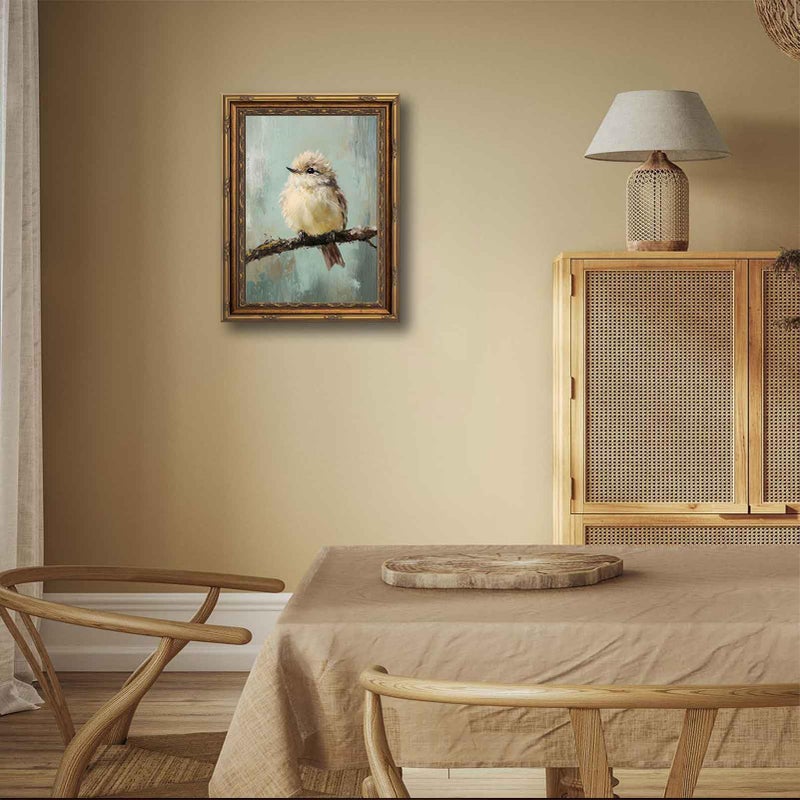 styfasin Gold Framed Bird Canvas Wall Art Vintage Bird Beige Sparrow painting Decor Pictures Sparrow on Branch Bedroom Living Posters Prints for Corridor Classroom Bedroom Kitchen Room Decoration - Image 5