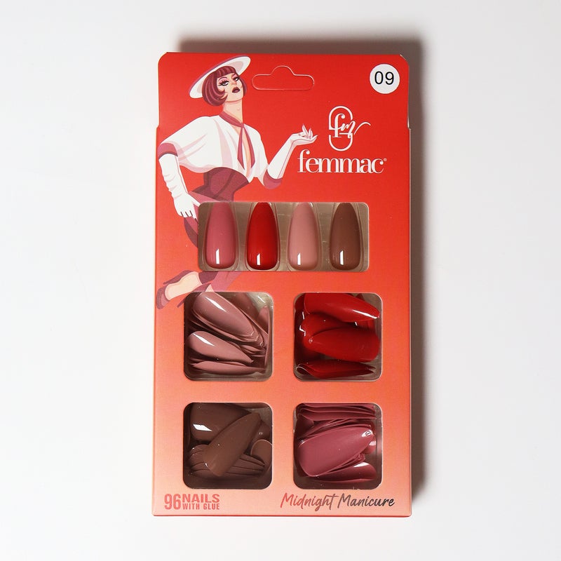 Midnight Manicure Press-On False Nails – Reusable, Lightweight, Salon Finish, 09 Almond