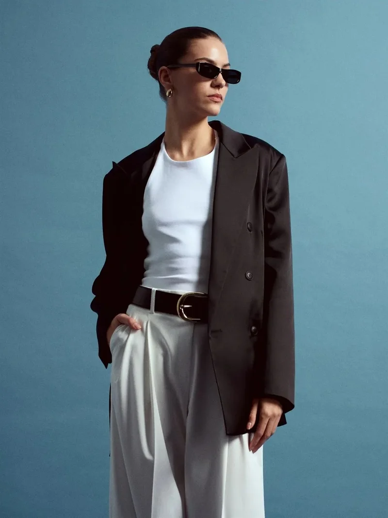ديلفين DILVIN Women's Crepe Blazer Jacket