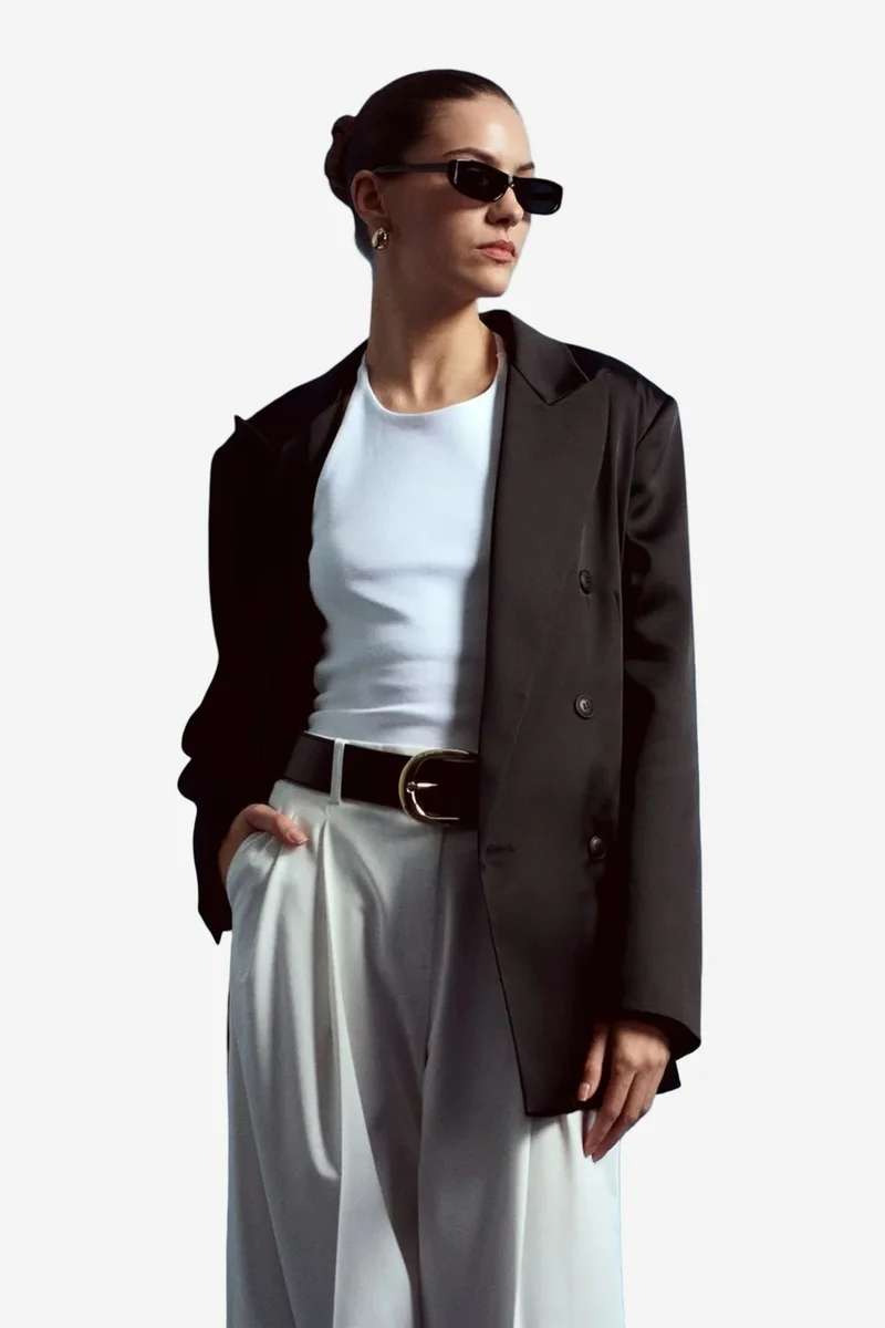 DILVIN Women's Crepe Blazer Jacket