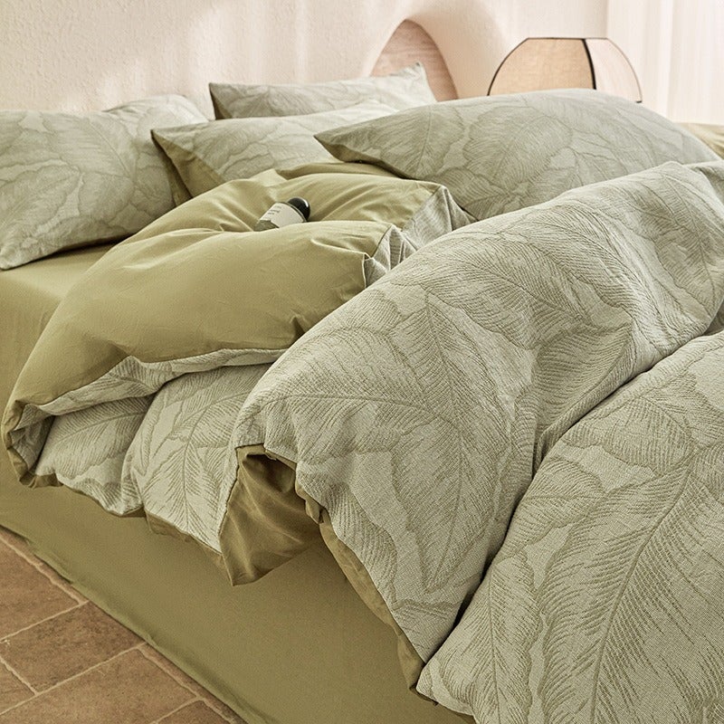 100% Cotton Three-Layer Yarn-Dyed Bedding Set - Luxurious Retro Style