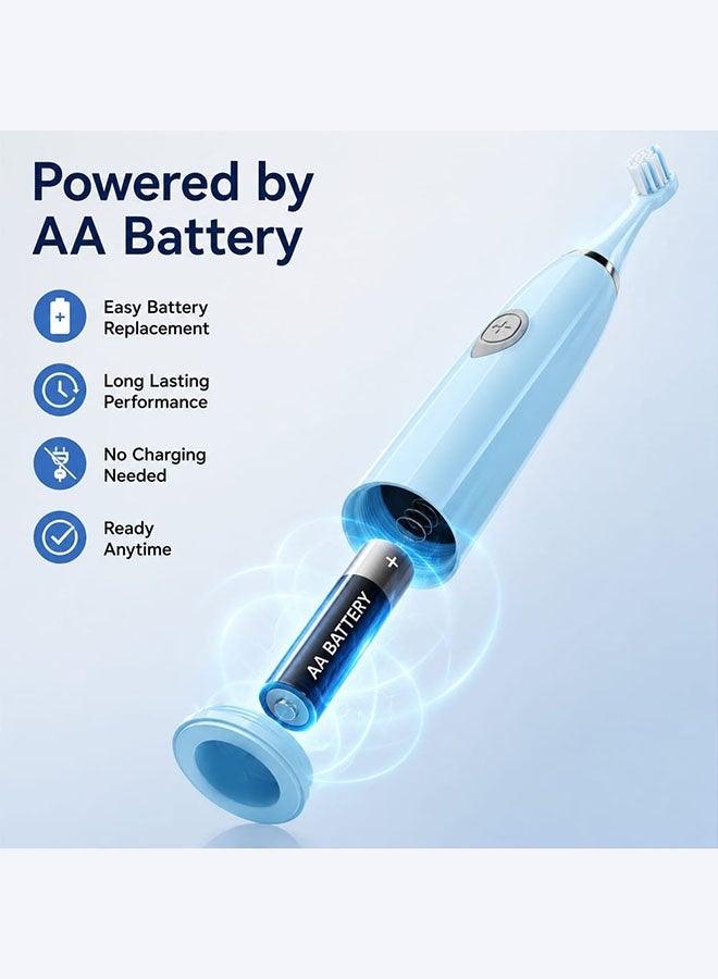 MARGOUN Electric Toothbrush Sonic Rechargeable Portable Travel Toothbrush Battery Operated with 2x Replacement Brush Heads Blue - Image 1