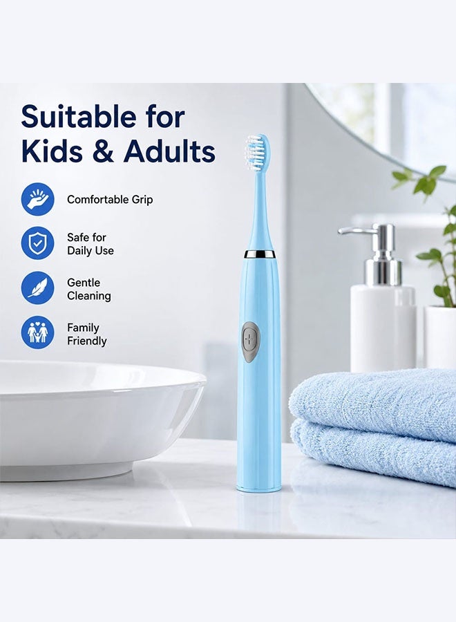 MARGOUN Electric Toothbrush Sonic Rechargeable Portable Travel Toothbrush Battery Operated with 2x Replacement Brush Heads Blue - Image 5