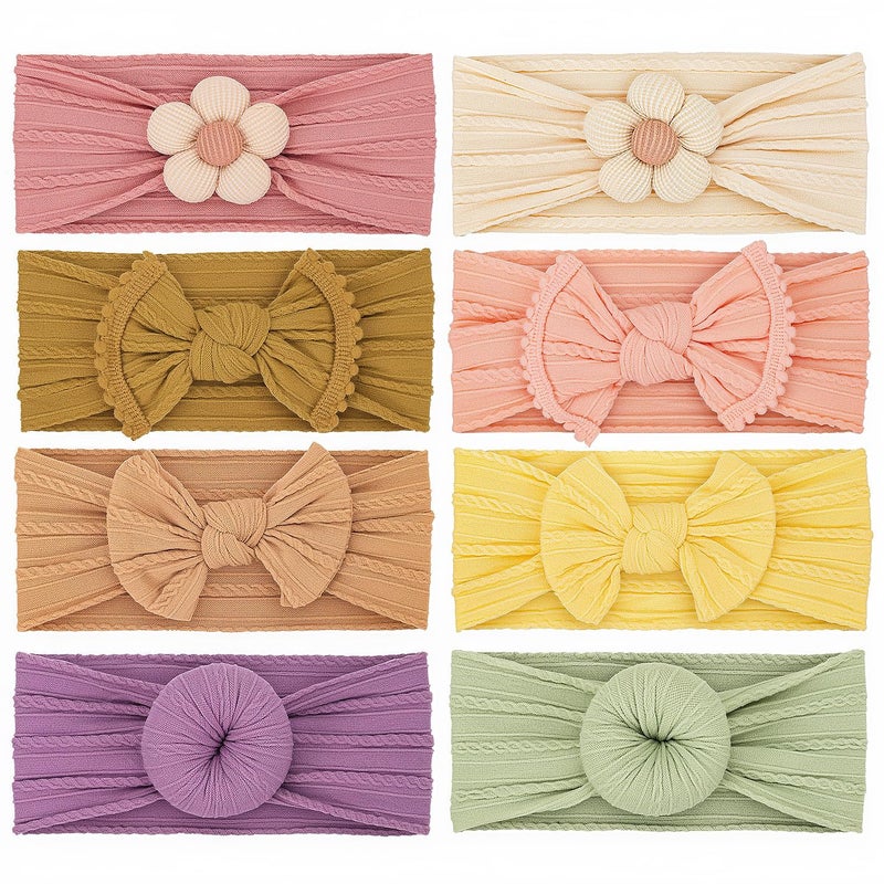VISBL Baby Girls Headbands with Bows Soft Elastics Head Wrap Hair Accessories for Newborn Infant Toddler Kids - Image 1
