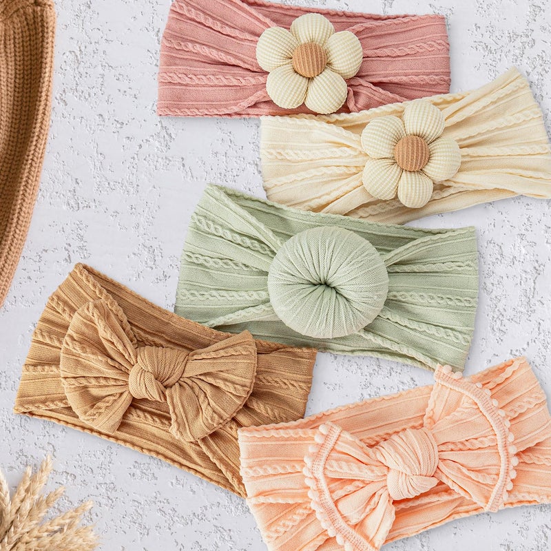 VISBL Baby Girls Headbands with Bows Soft Elastics Head Wrap Hair Accessories for Newborn Infant Toddler Kids - Image 3