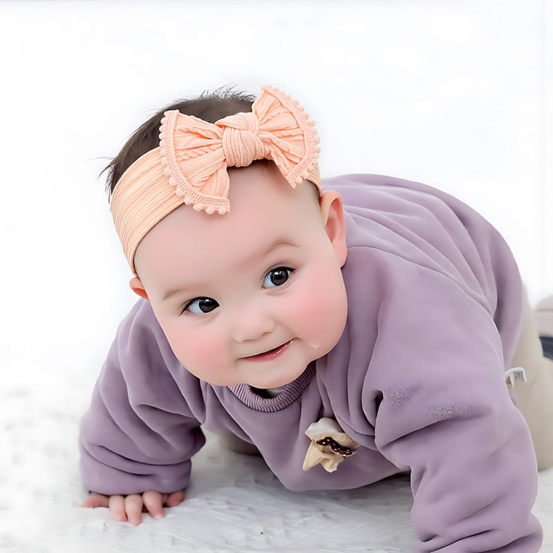 VISBL Baby Girls Headbands with Bows Soft Elastics Head Wrap Hair Accessories for Newborn Infant Toddler Kids - Image 4