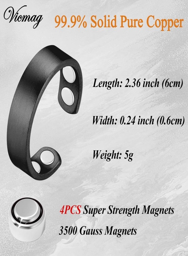 Vicmag Copper Magnetic Rings for Women 99.9% Copper Finger Ring Ultra Strength Magnet Copper Gift Adjustable, Copper, No Gemstone - Image 2
