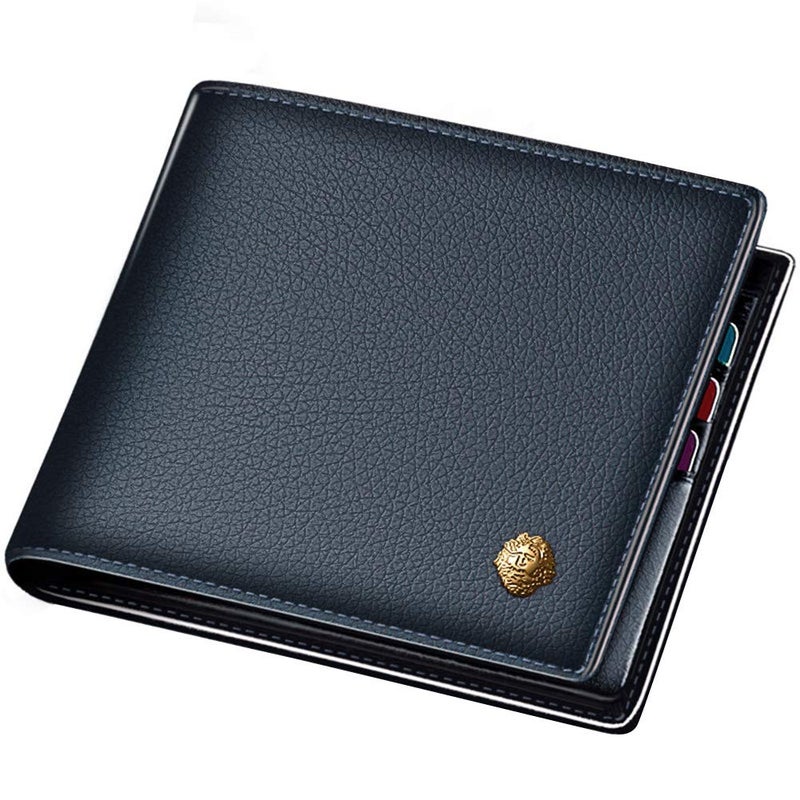LAORENTOU Men's Wallets Genuine Leather Mens Bifold Wallets with Zipper Coin Pocket Casual Men Purse Slim Wallet - Image 1