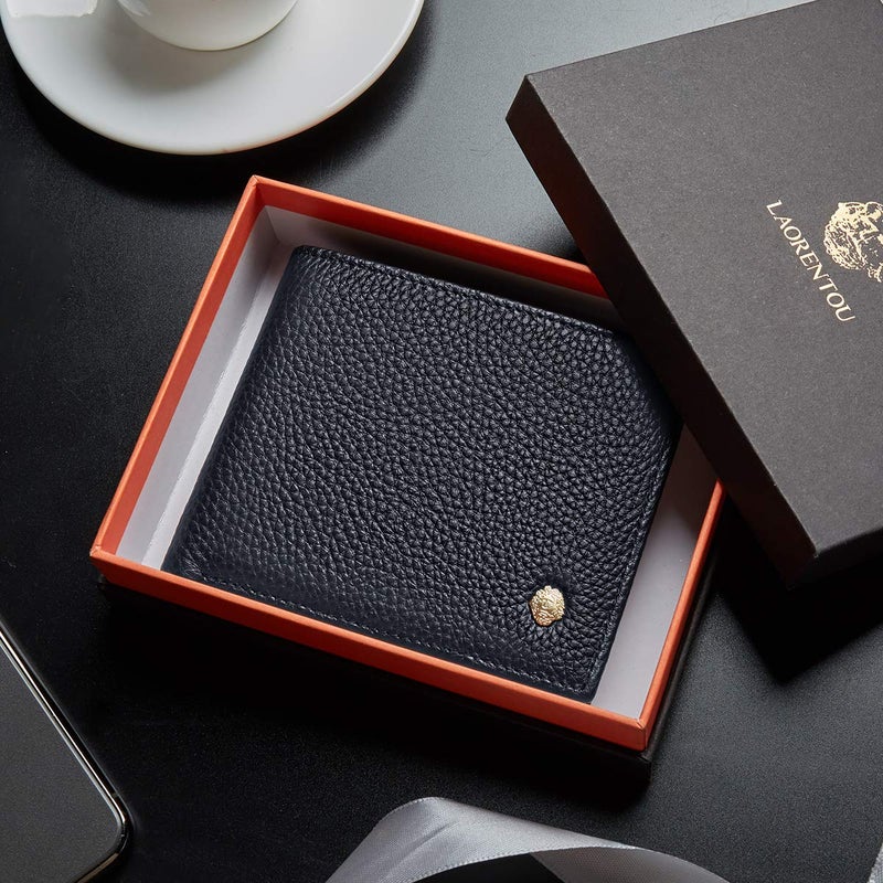 LAORENTOU Men's Wallets Genuine Leather Mens Bifold Wallets with Zipper Coin Pocket Casual Men Purse Slim Wallet - Image 2
