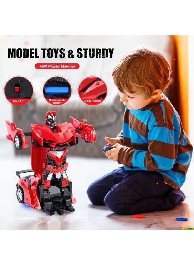 Remote Controlled Car Robot Toy for Children 4-12 Years, 2.4 GHz RC Car 360° Rotation Deformation Toy for Boys (Red) - Image 2