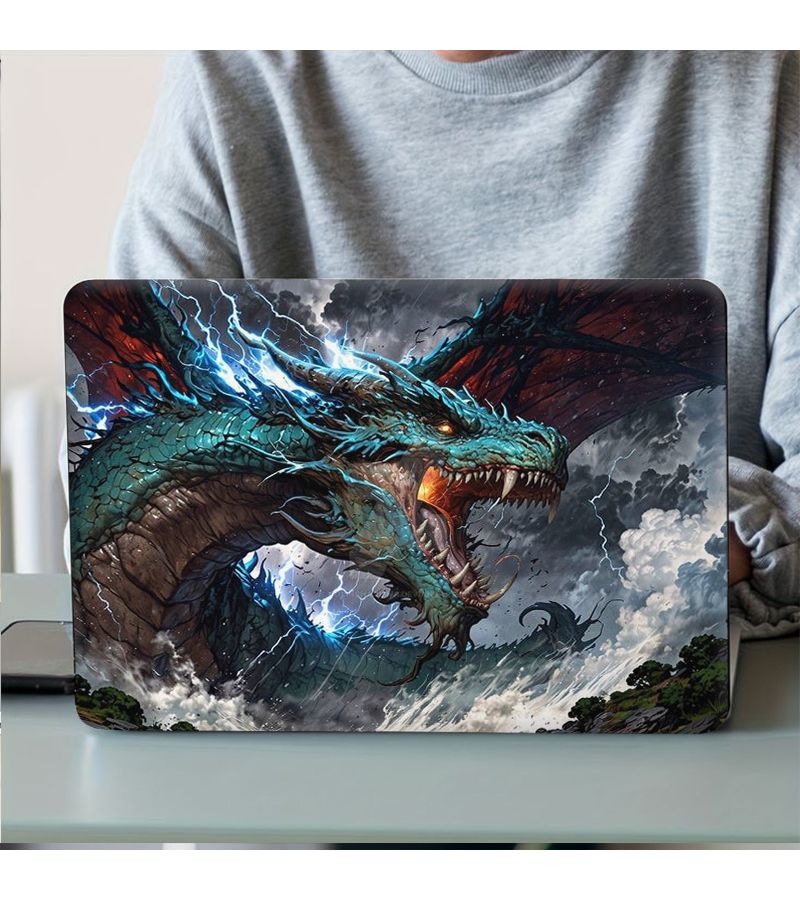 2pcs Dragon Pattern Laptop Protective Cover Anti Scratch Self Adhesive Long Lasting Easy To Install And Remove Universal Non Reusable Sticker For Laptops Decals - Image 1