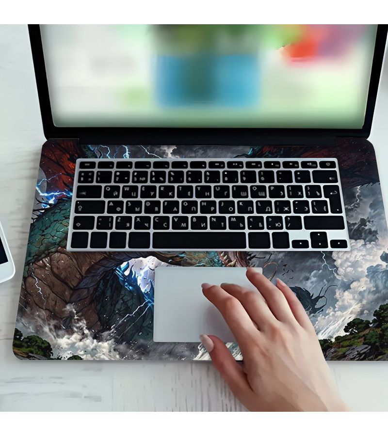2pcs Dragon Pattern Laptop Protective Cover Anti Scratch Self Adhesive Long Lasting Easy To Install And Remove Universal Non Reusable Sticker For Laptops Decals - Image 4