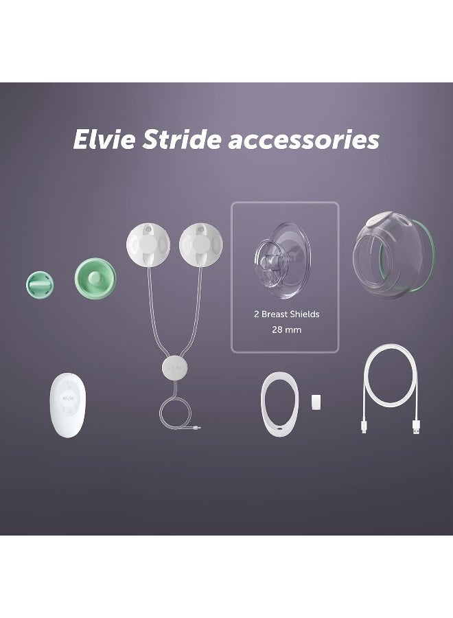 Elvie Stride Breast Pump Breast Shield - 28mm | 2 Pack | Nipple Shield Flange for Pumping Breast Milk | Breastfeeding Essentials for Electric Breast Pumps | BPA Free, Dishwasher Safe