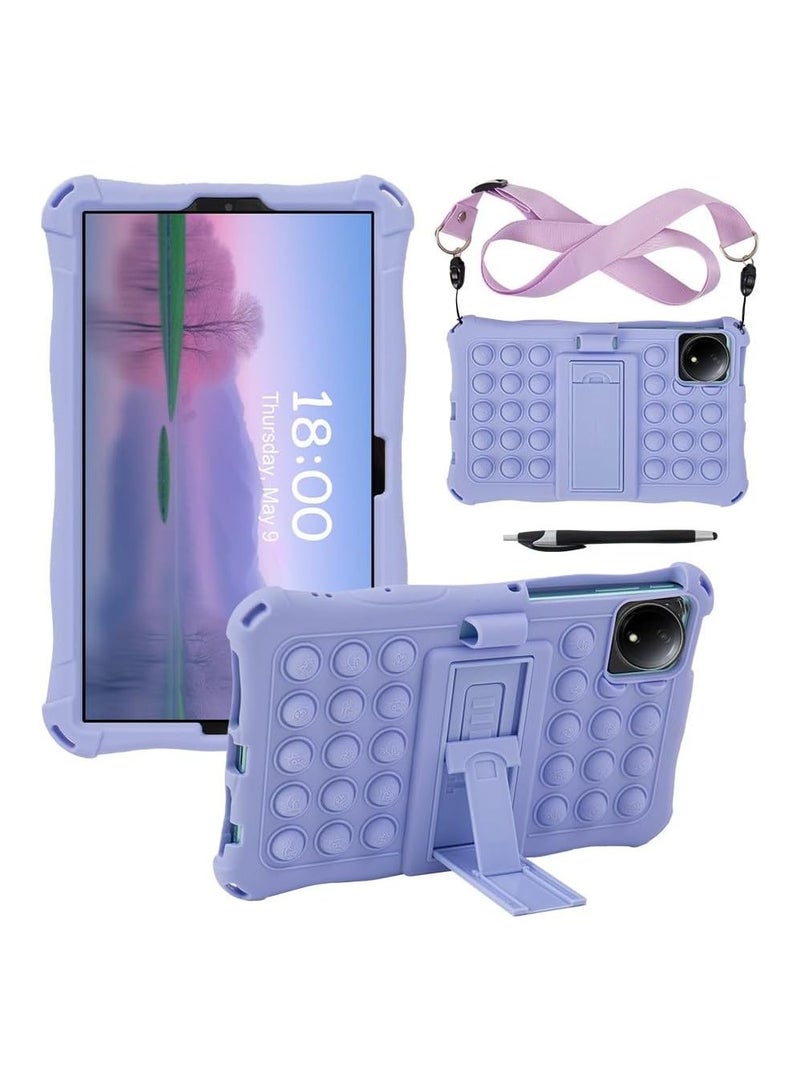 عام حقيبة حماية تتوافق مع جهاز Xiaomi Redmi Pad SE بحجم 8.7 بوصة 2024، من مادة مطاطية ناعمة للأطفال مع حامل وحبل على الكتف لجهاز Redmi Pad SE 8.7.