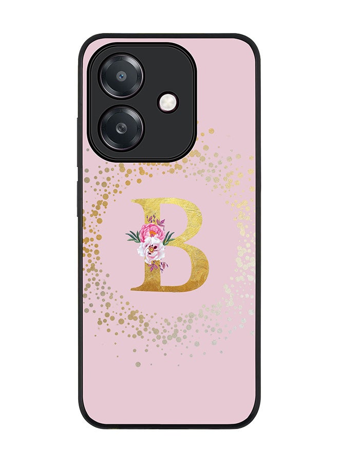 For Oppo A60 5G / A3 5G / A3x 5G Case,Slim fit Camera Protection, Shockproof Thin Phone cover - Custom Monogram Floral - B (Pink )
