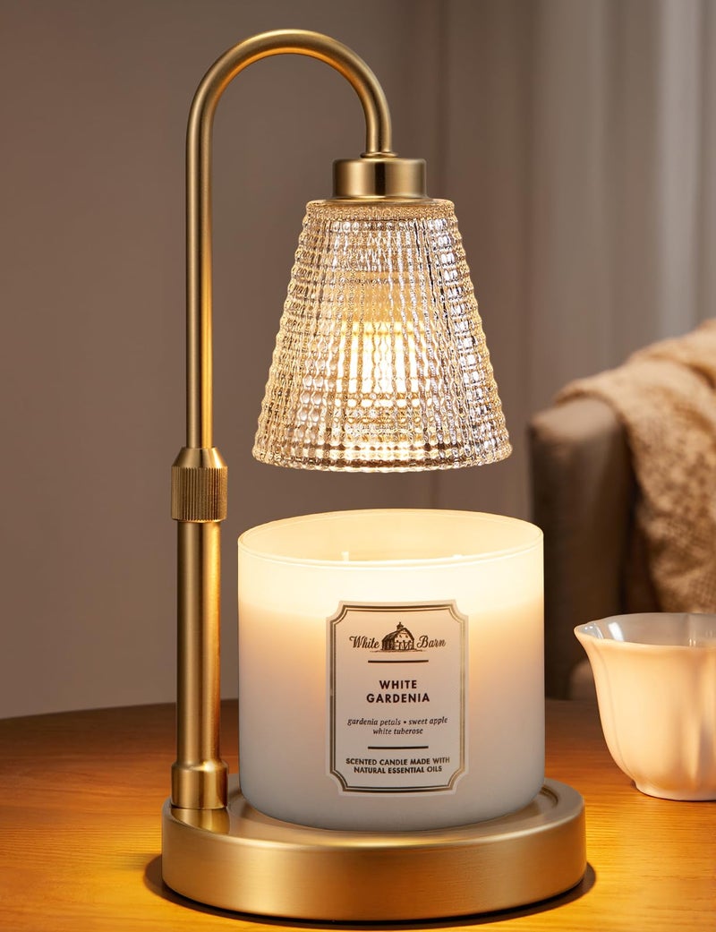 Innqoo Big Gold Candle Warmer Lamp with Timer, Dimmable Candle Warmer for Home Decor, Height Adjustable Candle Lamp for Jar Candles, Birthday Gifts for Women Mom, House Warming Gifts New Home - Image 1