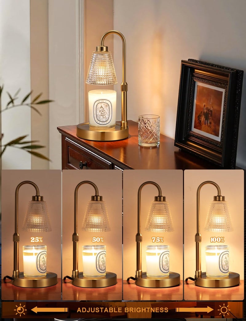 Innqoo Big Gold Candle Warmer Lamp with Timer, Dimmable Candle Warmer for Home Decor, Height Adjustable Candle Lamp for Jar Candles, Birthday Gifts for Women Mom, House Warming Gifts New Home - Image 3