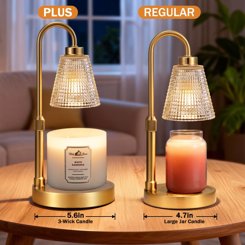 Innqoo Big Gold Candle Warmer Lamp with Timer, Dimmable Candle Warmer for Home Decor, Height Adjustable Candle Lamp for Jar Candles, Birthday Gifts for Women Mom, House Warming Gifts New Home - Image 2