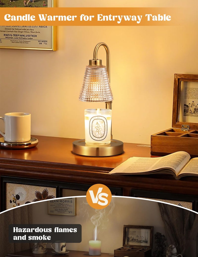 Innqoo Big Gold Candle Warmer Lamp with Timer, Dimmable Candle Warmer for Home Decor, Height Adjustable Candle Lamp for Jar Candles, Birthday Gifts for Women Mom, House Warming Gifts New Home - Image 5