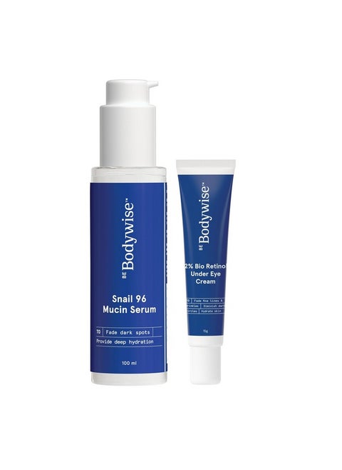 Snail 96 Mucin Serum 100Ml & 2% Bio Retinol Under Eye Cream 15G For Deep Hydration & Reduce Dark Circles & Fine Lines With 96% Snail Mucin Aloe Vera 2% Bio Retinol & 2% Kakadu Plum