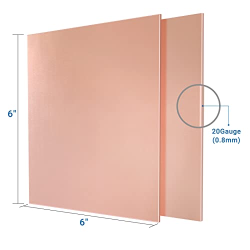 iteshuai 2 Pieces 99.9% Pure Copper Sheet, 6" x 6", 20 Gauge(0.8mm) Thickness, Film Attached Copper Plate, Great for Jewelry, Crafts, modelers - Image 2