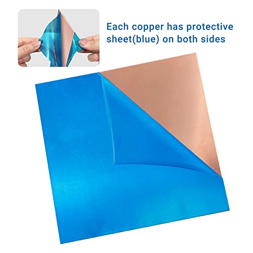 iteshuai 2 Pieces 99.9% Pure Copper Sheet, 6" x 6", 20 Gauge(0.8mm) Thickness, Film Attached Copper Plate, Great for Jewelry, Crafts, modelers - Image 3