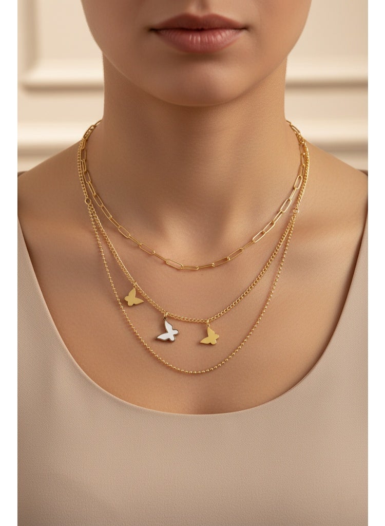 FLUFFY Women’s Necklace Layered Butterfly Pendant, Delicate Style - Image 1