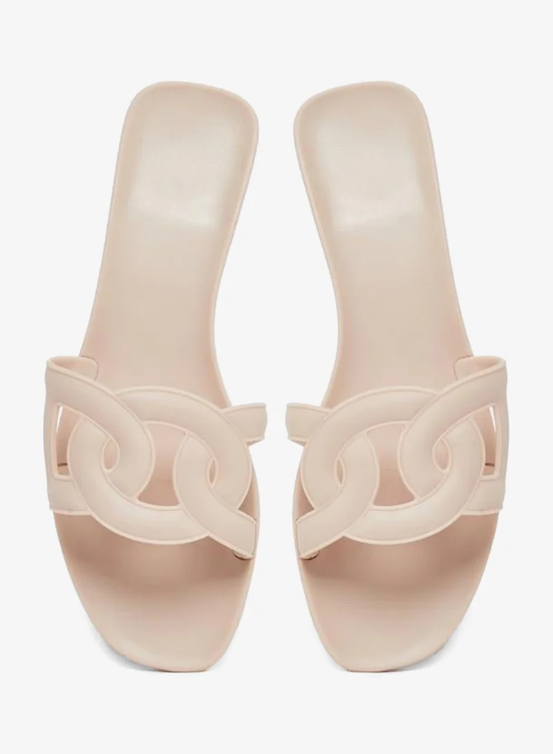 Take Two Take Two Solid Cross Circle Vamp Flat Sandals