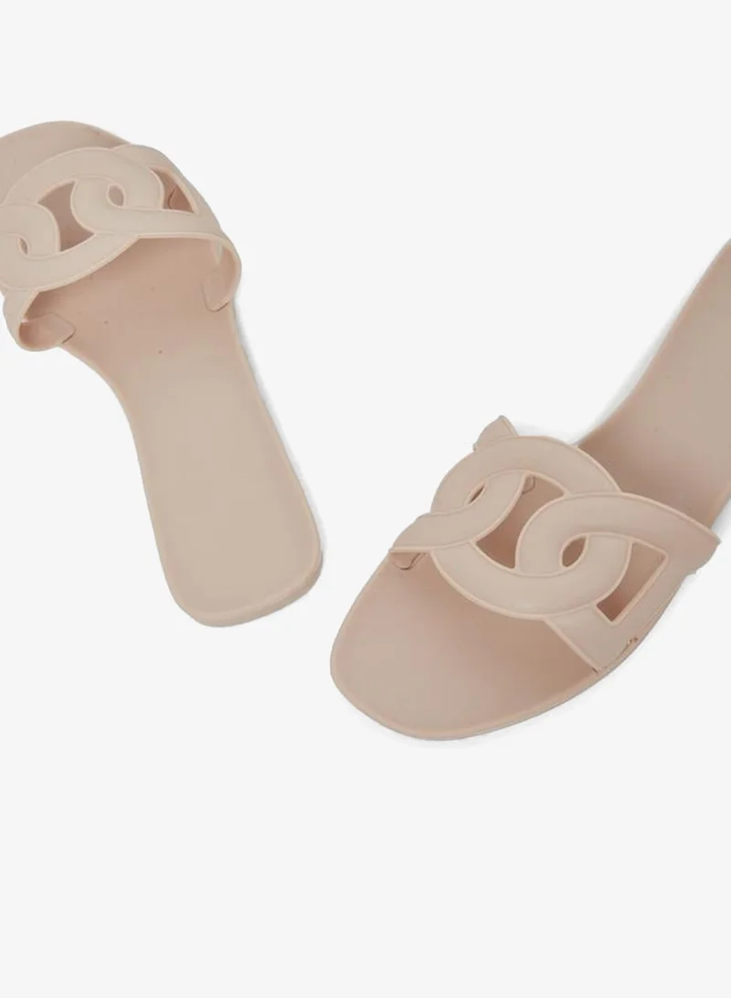 Take Two Take Two Solid Cross Circle Vamp Flat Sandals