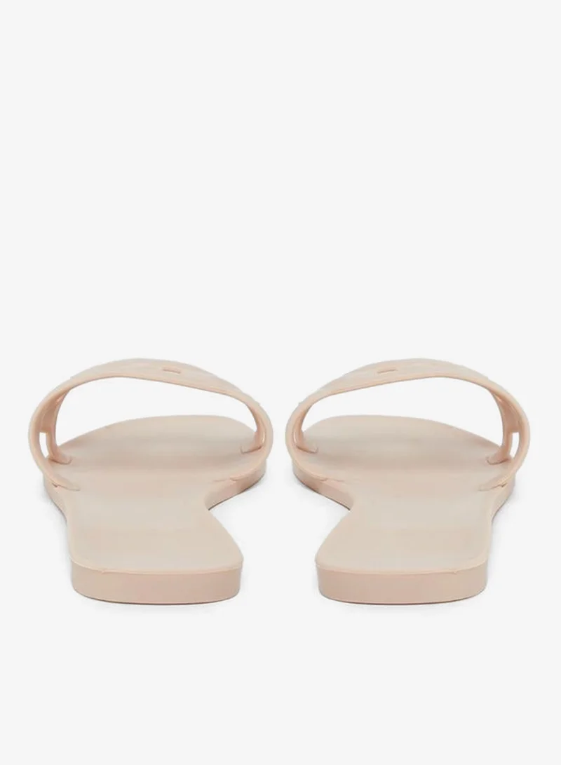 Take Two Take Two Solid Cross Circle Vamp Flat Sandals