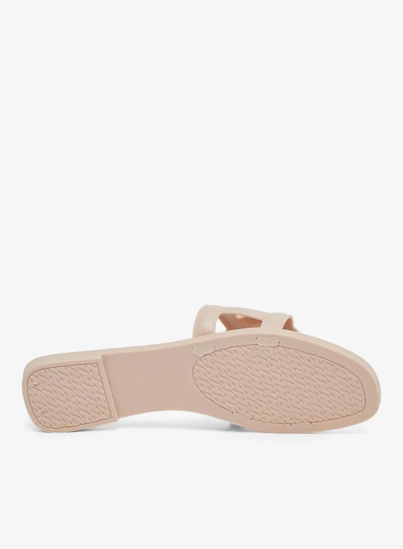 Take Two Take Two Solid Cross Circle Vamp Flat Sandals