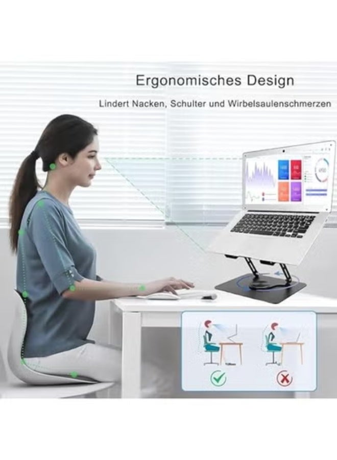 360° Rotating Laptop Stand with Adjustable Height – Ventilated Design – Fits 10" to 17" Laptops - Image 4