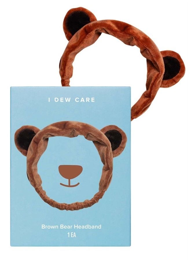 I DEW CARE Face Wash Headband - Brown Bear | Animal Head band for Face Washing & Skincare, Spa Day, Soft & Fuzzy, Cute for Makeup, Shower, Teen Girls Stuff, Teddy Bear Ears, Gift (1 Count)  - Image 1