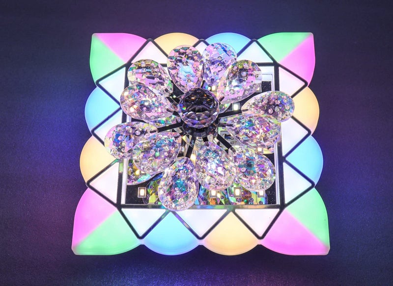 swanart Dynamic Moving Crystal Flower Chandelier – Multi-Color RGB LED Decorative Ceiling Lamp for Modern Living Rooms & Bedrooms, Enhances Home Ambiance - Image 1